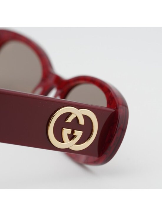 Gucci GG0517S 009 Sunglasses Burgundy Oval Frame, Brown with Mirror Lenses main image 11
